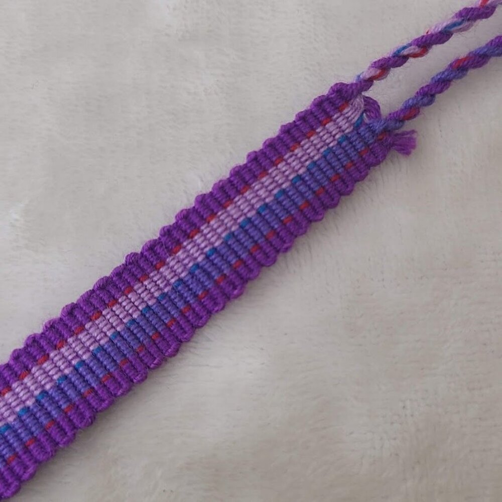 Hand Woven Braided Friendship Bracelet Shades of Purple Blue Pink Red - Picture 9 of 12